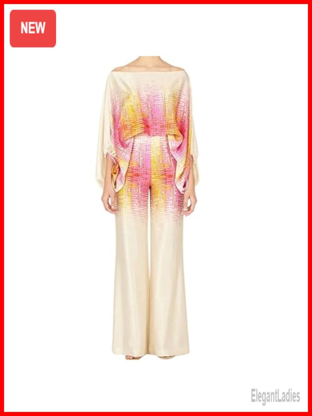 Satin 2 Piece Wide Leg Pant Set Off Shoulder Long Sleeve Casual Going Out
